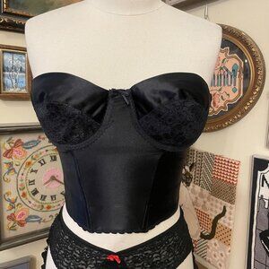 Vintage Rendezvous Maidenform Black Lace Strapless Bra Lingerie Size 38B
